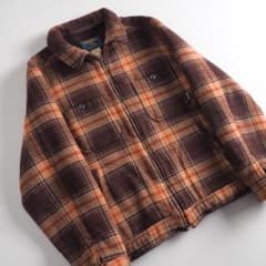 ウールリッチ ウールジャケット 裏地フリース チェック柄 ブラウン 美