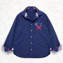 ブラックレーベルクレストブリッジ 長袖シャツ メガチェック ネイビー