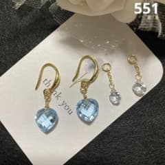 14kgf.スカイブルートパーズのハート♡ピアス（チャーム付き） - メルカリ