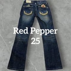 RED PEPPER ローライズ フレア ジーンズ 25 Y2K ローレル刺繍 - メルカリ