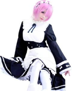 ゼロから始める異世界生活 ラム メイド服 長袖 コスプレ 衣装 ウィッグ付きのサムネイル