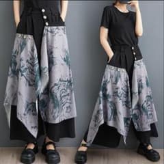 大きいサイズ レディース パンツ　ワイド　春夏 秋 新品 ✨ウエストゴム　人気