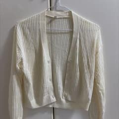 UNIQLO 透かし編み カーディガン ホワイト Sのサムネイル