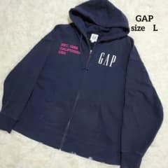 GAP ギャップ ジップアップパーカー Lサイズ ネイビー - メルカリ
