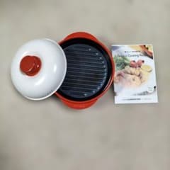 電子レンジ調理器具 赤/白 蓋付きのサムネイル