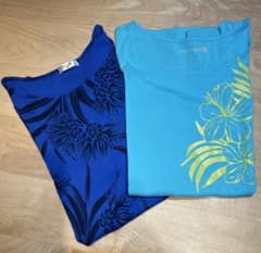マウナロア　半袖tシャツ 2枚セット　ブルー系　M  フラダンスtシャツのサムネイル