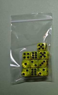 16mm 6面ダイス サイコロ 10個 黄×黒