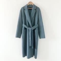 セオリー ダブルフェイス ベルテッドコート カシミヤ混 ブルー S