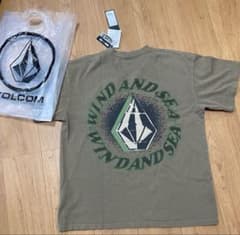 WIND AND SEA Volcomコラボ　カーキ Tシャツ 新品タグ付きのサムネイル