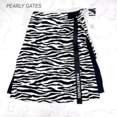 【定価3.8万円】PEARLY GATES リーフ柄　スカート　ホワイトブラック 新品♡パーリーゲイツ スカート ゴルフ ゼブラ柄 プリーツ 定価37,400