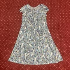 HIROKO KOSHINO 半袖ワンピース リーフ柄 サイズ9のサムネイル