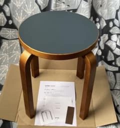 Artek スツール60 scope 特注リノリウム（スモーキーブルー）×ハニー