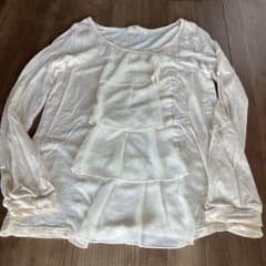 Thumbnail of Perle Pêche フリル付き長袖トップス アイボリー