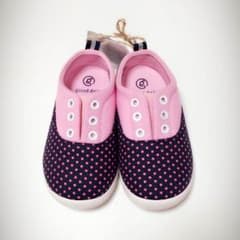 good day 軽量スリッポン 16cm ピンク スニーカー ドット ネイビーのサムネイル