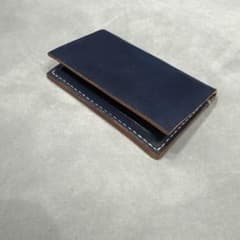 ネイビー レザー 名刺入れ　ハンドメイドのサムネイル