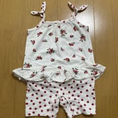 ベビー ロンパース フルーツ柄 ドット柄　さくらんぼのサムネイル