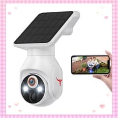 Solar-powered security camera with high-efficiency solar charging, fully wireless, no power supply required.