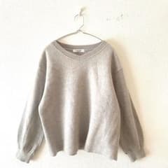 ☆【Mixing Blue】Compressed Knit Wool Sweater V-Neck 100% Wool M