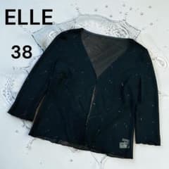 エル ELLE カーディガン 【38】 ビジュー ブラック 結婚式 おしゃれ着