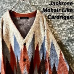 JACKROSE アーガイル モヘアライク カーディガン モヘヤ グランジ 古着 JACKROSE アーガイル モヘアライク カーディガン モヘヤ グランジ 古着