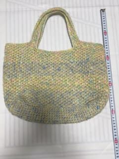 ハンドメイド ニットバッグ パステルカラー 毛糸 トートバッグ 厚手のサムネイル
