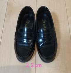 黒いローファー 2cmヒール 22cmのサムネイル