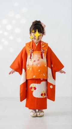 3歳 レトロ正絹朱刺繍桐梅 被布セット 七五三 アンティーク - メルカリ