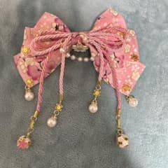 リボン 花柄 髪飾り さくら ピンク 花見のサムネイル