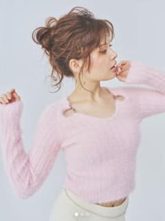 pellicule ぺリキュール シャギー ニット トップス ピンク - メルカリ