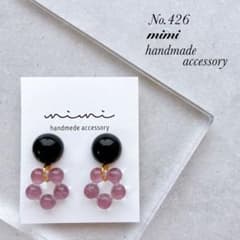 ハンドメイド ピアス 426 ブラックカボション - メルカリ