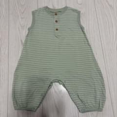 ベビー ノースリーブ ロンパース ボーダー グリーン UNIQLO 70㎝のサムネイル
