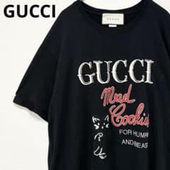 GUCCI グッチ キャット マッドクッキー Tシャツ 半袖 フロントロゴ 黒 