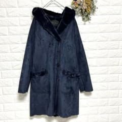極美品【アーバンリサーチ】フェイクムートンファーコート ネイビー F