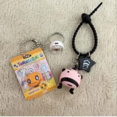 たまごっち ガチャ めめっち くろまめっち リング 3点セット キーホルダーのサムネイル