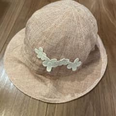 DECO 花飾り付きピンク麦わら帽子　Lサイズのサムネイル