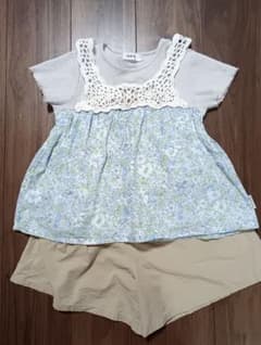 SLAP SLIP 花柄チュニック130㎝・セラフ ショートパンツ120㎝セットのサムネイル