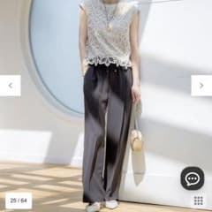 【大きいサイズ】23区 ストレッチジョーゼット ワイドパンツ ダークブラウン