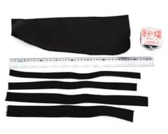 ハンドメイド素材まとめ売りセット（フェイクレザー／黒ゴム／エスコード麻手縫い糸）のサムネイル