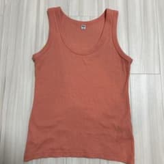 UNIQLO ノースリーブ リブカットソー ピンク Mのサムネイル