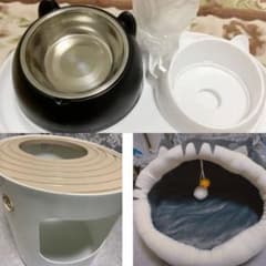キトリ様専用「3点まとめ売り」上から猫トイレ/餌やり器 給水器 /  クッションのサムネイル