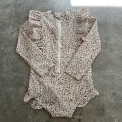 小花柄 フリル 長袖 ワンピース水着　100サイズのサムネイル
