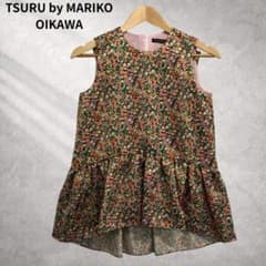 ツルバイマリコオイカワ　花柄チュニック　美品　フリーサイズ　リボン付 可愛い ツルバイマリコオイカワ 花柄チュニック 美品 フリーサイズ リボン付