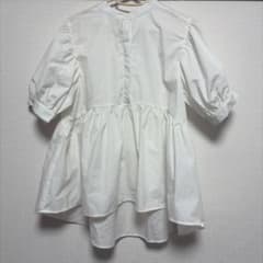 バックリボン ティアードブラウス ホワイト 半袖のサムネイル