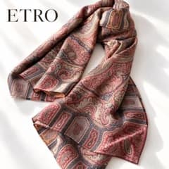 値下げ♪ETRO ペイズリー柄 シルク ウール 大判 ストール・ショール ETRO エトロ 大判ストール ペイズリー柄 ウール シルク 130×130cm