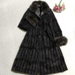 総丈116cm】ロシアンセーブル使用 ロングコート リバーシブル サイズL