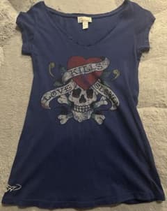 Ed Hardy エドハーディー　Tシャツ ネイビー 青　XS Y2Kのサムネイル