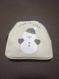 新品 キャンドゥ ダイカットポーチ 雪だるまSnowMan 黒 めめのサムネイル