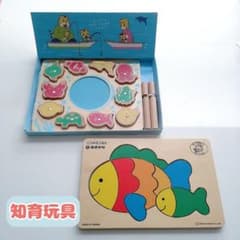 【知育あそび】エドインター木のおもちゃ 海のなかま　　木製パズル
 つりパズルのサムネイル