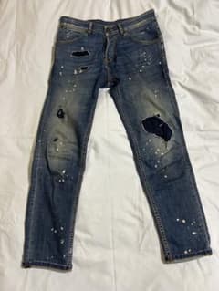 PT TORINO デニム REGGAEダメージ ペイント ウォッシュド ブルー 