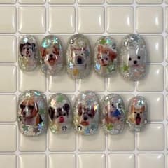ネイルチップ　犬_ポップ_キラキラのサムネイル